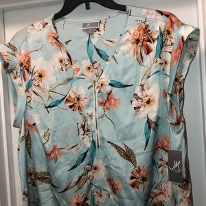 Zip front floral blouse